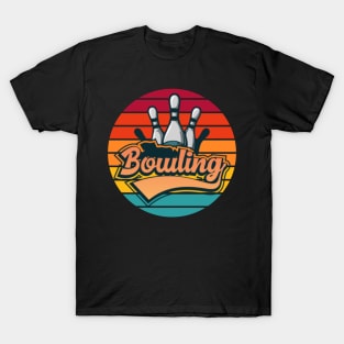 Vintage Bowling Pin And 80's Sun Retro Graphic T-Shirt